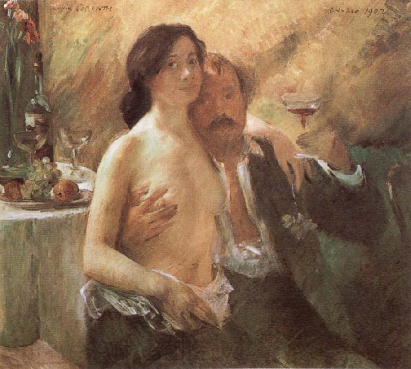 Lovis Corinth Self-Portrait with his wife and a glass Spain oil painting art